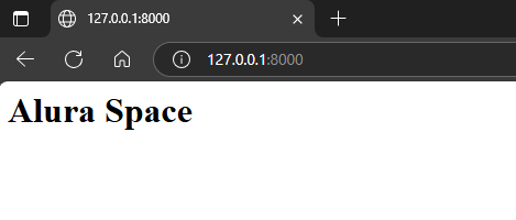Captura de tela que destaca o texto "Alura Space" que aparece isoladamente em uma página web em branco