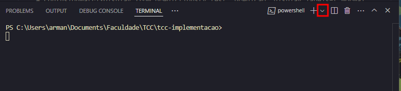 Captura de tela do terminal com destaque para a opção de alteração de terminal padrão