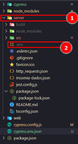 Captura de tela dos arquivos e pastas do projeto na lateral esquerda da IDE VS Code