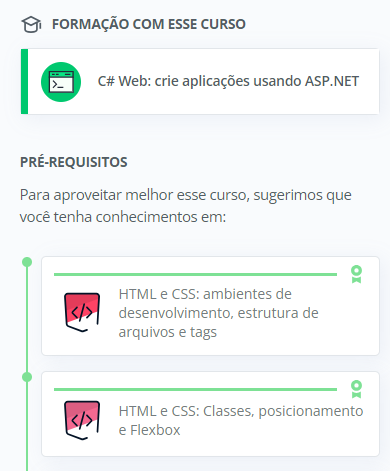 Imagem dos pré-requisitos de um curso de .NET