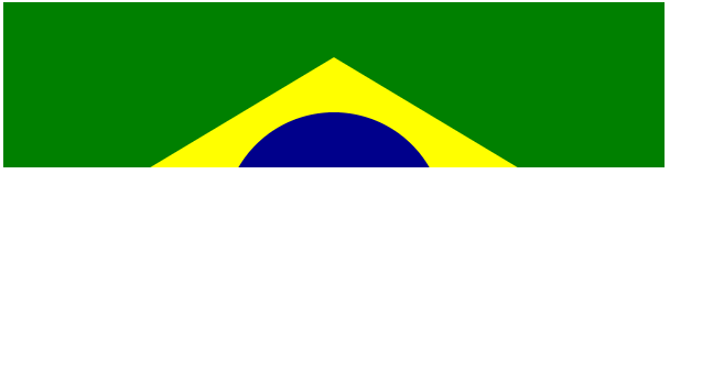 Print colorido de uma tela de um navegador, com um retângulo verde ao fundo, um triângulo amarelo e um círculo azul sobre o retângulo, formando assim a bandeira do brasil porém cortada ao meio aparecendo somente metade dela