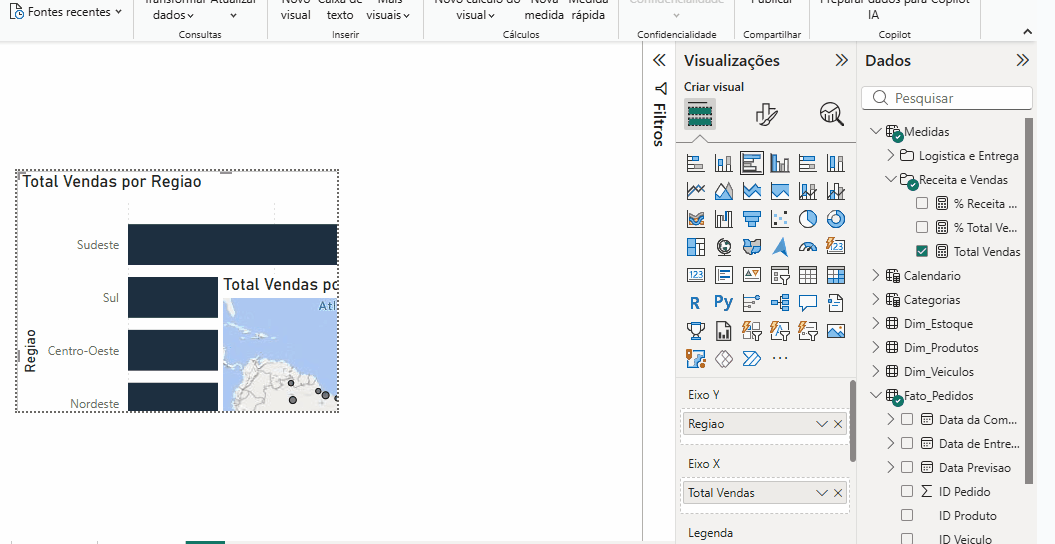 gif mostrando o visual e as configurações acima. Ou mouse aponta para as configurações de visualizações e os campos utilizados.