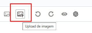 Ícone de um quadro com uma seta apontando para cima, representando a ação de carregar imagens. Ele está destacado por um retângulo vermelho e faz parte de uma barra de ferramentas do fórum Açura.