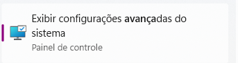 Captura de tela da opção avançadas do sistema.