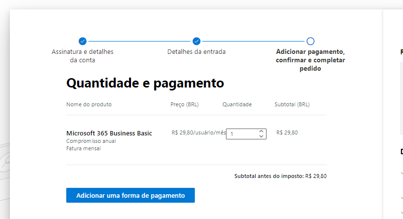 Tela solicitando a inserção de dados de cartão de crédito, que deve ser ignorada