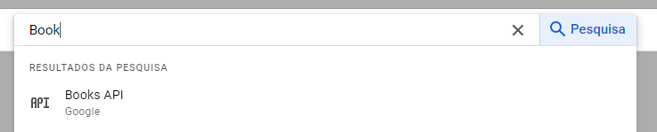 captura de tela da pesquisa da api, aparece Books API