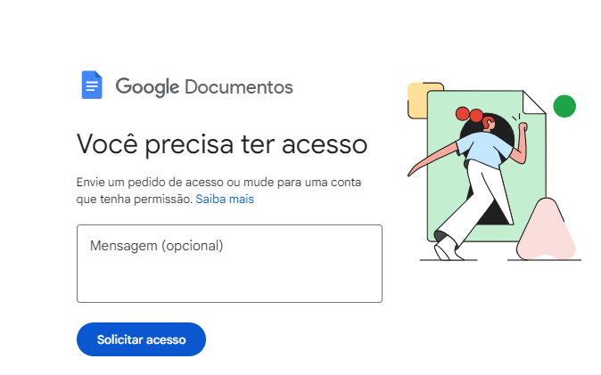 tela do google doc escrito Você precisa ter acesso