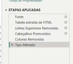 captura de tela das etapas aplicadas do instrutor