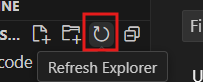 Captura de tela do botão Refresh no VScode