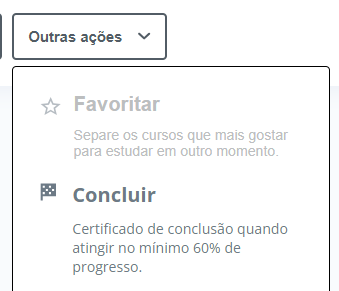 Captura de tela do botão Concluir curso