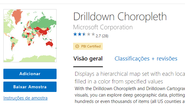 Captura de tela do visual Drilldown Chropleth 