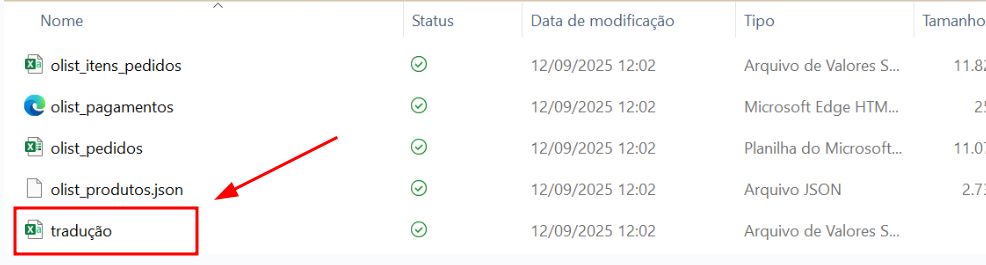 Print mostrando o arquivo tradução