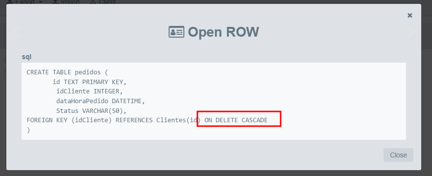 imagem do resultado do código no sqlite