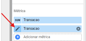 Botão para editar a métrica selecionada