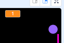 Print do Scratch. A bolinha de cor lilás, o placar do adversário pontua ao errar.