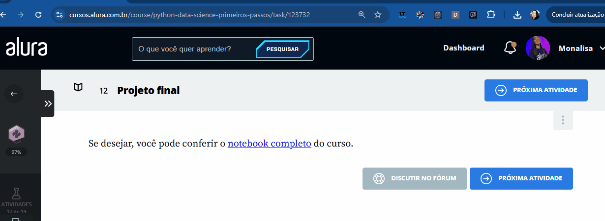 Gif mostrando o cursor passando sobre o texto “notebook completo” e iniciando o download do arquivo Projeto\_Final-Python\_Data\_Science