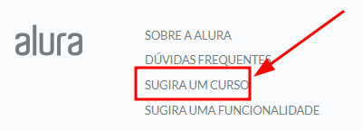 captura de tela do botão Sugira um curso