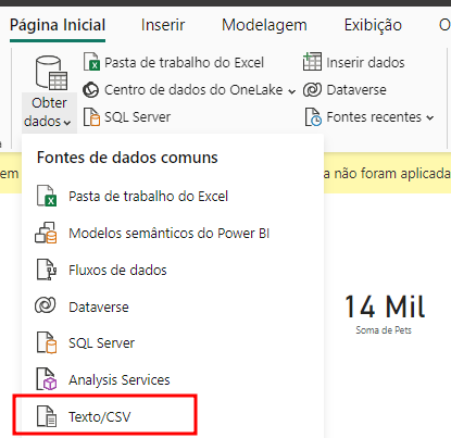 captura de tela da opção obter dados do Power bi