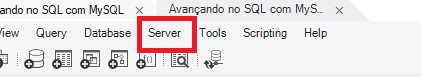Captura de tela do meu superior. Está destacado em vermelho a opção SERVER