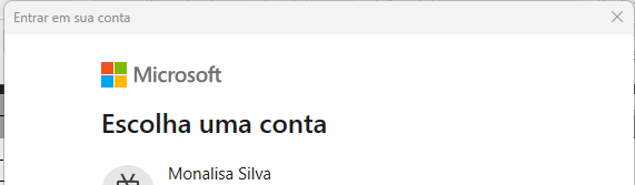 Captura de tela mostrando como escolher a conta no Power BI