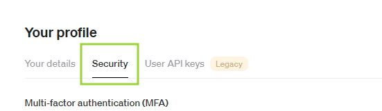 Imagem das opções no perfil da openai, destacando a opção segurança