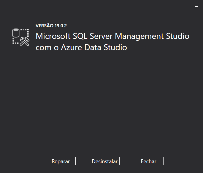 Instalador do SSMS com as opções, e entre elas, a de reparar