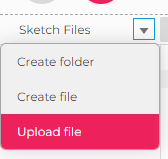 Captura de tela da mesma página de antes, em que a terceira e última opção, "Upload file" está preenchida em rosa.