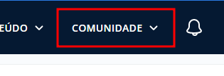 Recorte de captura de tela em que a opção "Comunidade" está demarcado por um retângulo vermelho.