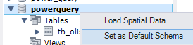 Opção do "Set as Default Schema" na database powerquery