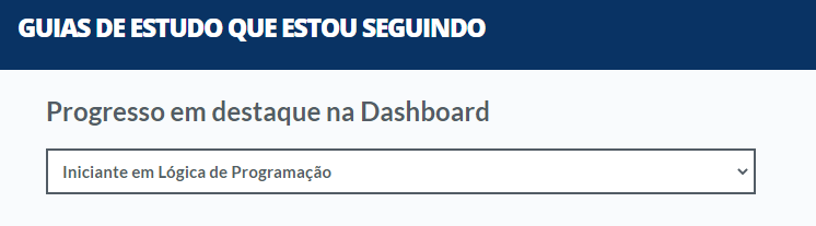 Captura de tela da página "Guias de estudo que estou seguindo", após clicar em "Mudar destaque mostrado aqui", da dica anterior