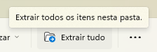 Recorte da captura de tela na pasta zipada, mostrando a opção automática do Windows 11 para "Extrair tudo" da pasta.