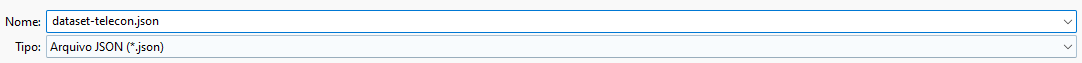 Arquivo dataset-telecon sendo mostrado para salvar como JSON