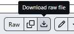 Botão de download com a escrita "download raw file" por cima