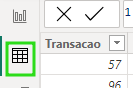 Captura de tela do software PowerBI, mostrando o ícone de exibição da tabela que fica na lateral superior esquerda da ferramenta.