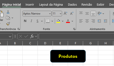 Captura de tela motrando a faixa de opções e guias do Excel. Na imagem temos a guia página incial selecionada para mostrar a fonte, o tamanho e cores selecionadas para o botão. 