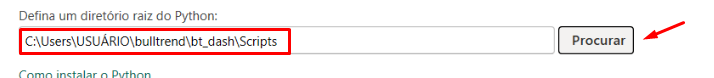 Captura de tela mostrando a funcionalidade de definir um diretório raiz do Python.