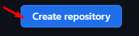 Inicio da transcrição.Print da tela do Github mostrando o botão de Criar repositório, um botão azul com as escritas em branco, destacado por uma seta vermelha.Fim da transcrição.