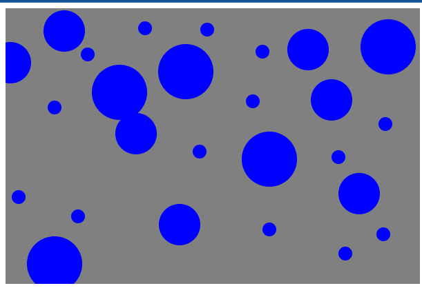 Imagem com fundo cinza, com várias bolas azuis e com 3 tamanhos direntes.