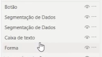 Captura de tela do painel do power bi, na aba seleção. Mostrando os itens ordenados como foi dito anteriormente.