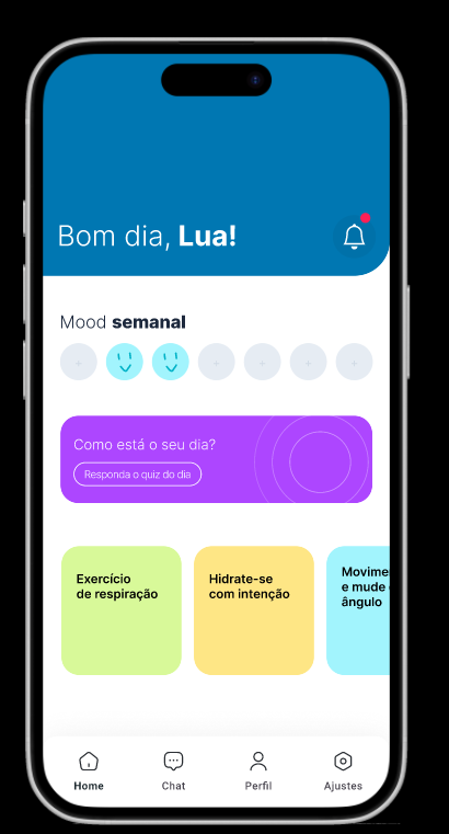 Captura de tela do preview do figma mostrando a tela home de um aplicativo. 