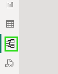 Captura de tela mostrando o menu de exibição do projeto na lateral esquerda do power bi, no qual temos os modelos com ícones de gráficos, tabela, relacionamento e código dax.