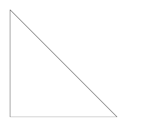 Captura de tela. Triângulo retângulo com bordas na cor preta.