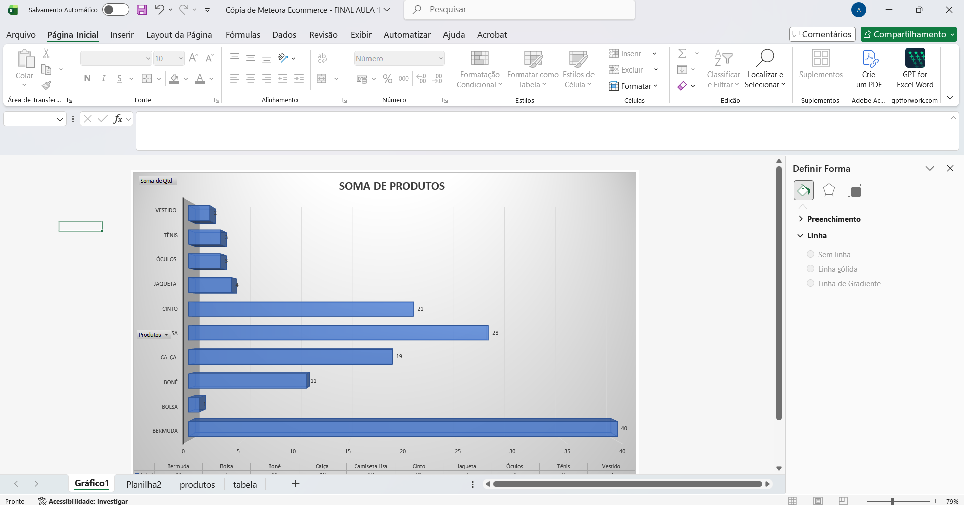Alterar tipo de gráfico no excel -  gráfico 3D