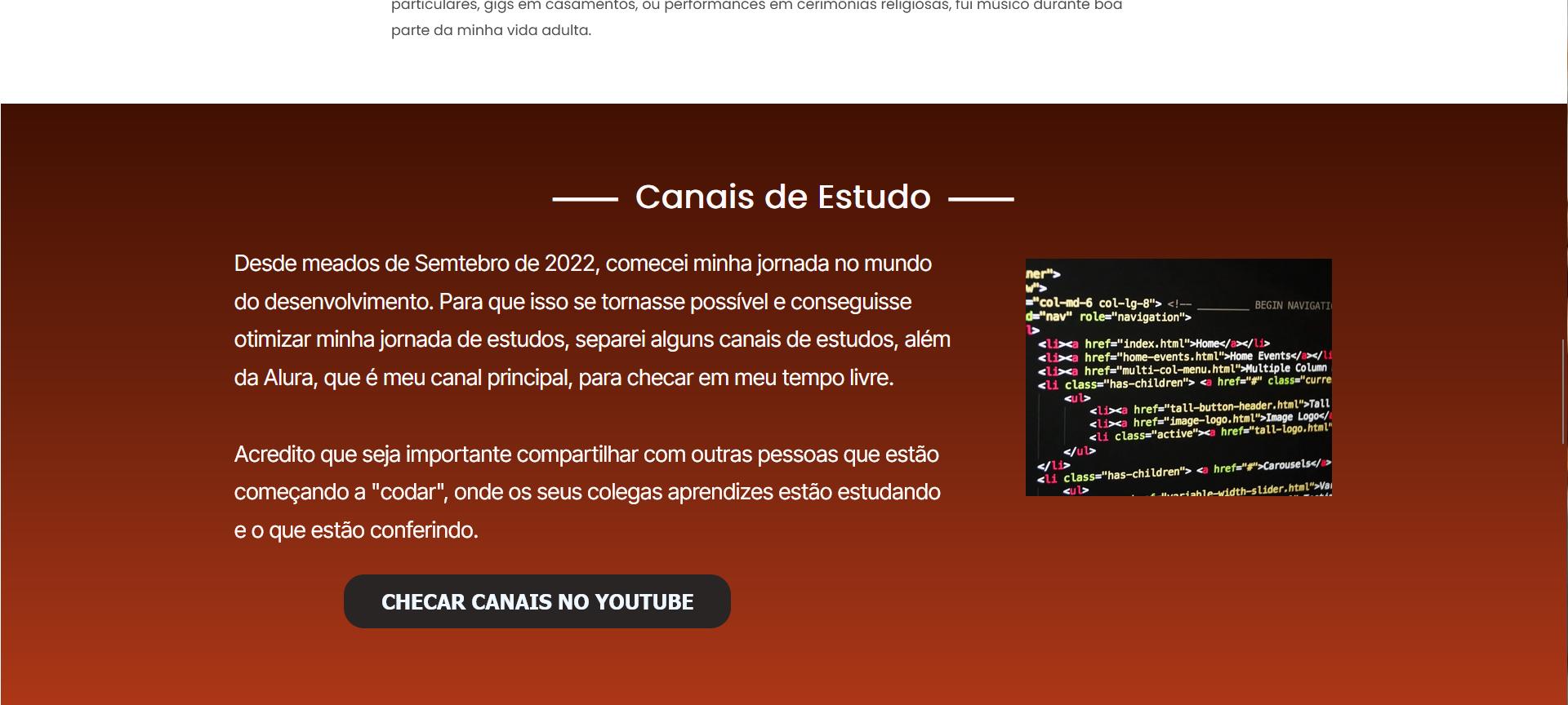 Sessão genérica sobre meus canais de estudo
