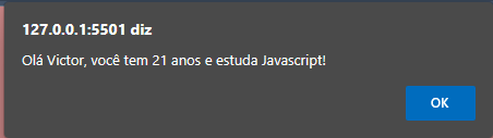 Exemplo de um alert com saída validada pelo if 