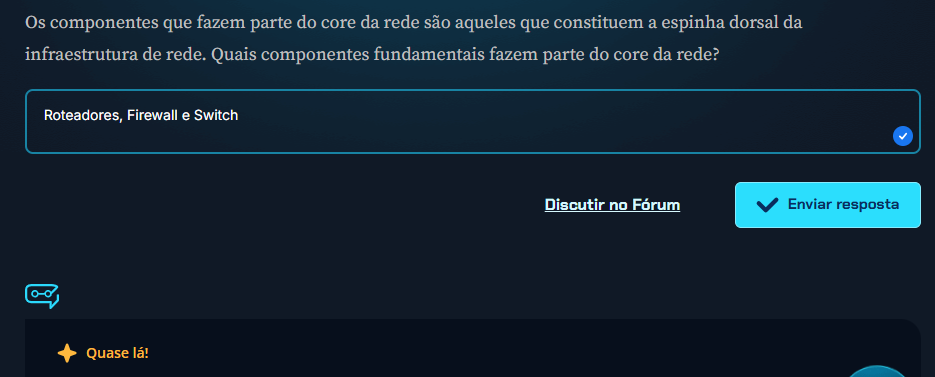 print da alternativa gerada pela Luri sobre componentes do core de rede