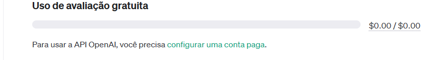 Dentro do site da OpenAi, mostra o saldo impossibilitando o uso de forma gratuita