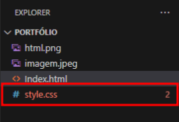 Aba lateral do VsCode apontando erros no arquivo style.css