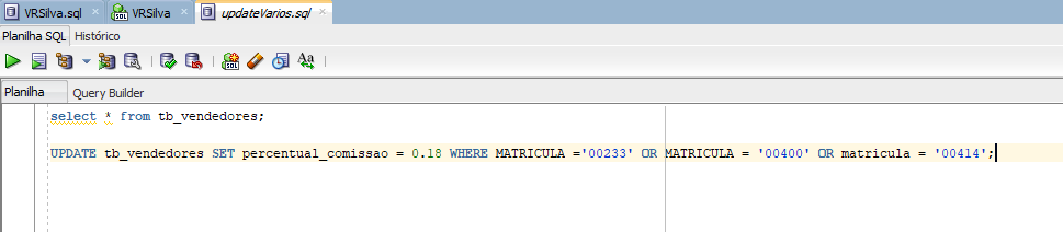 Linha de script SQL para usar menos linhas de codigo.