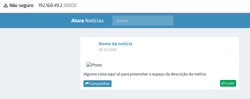 Notícia cadastrada, mas sem foto